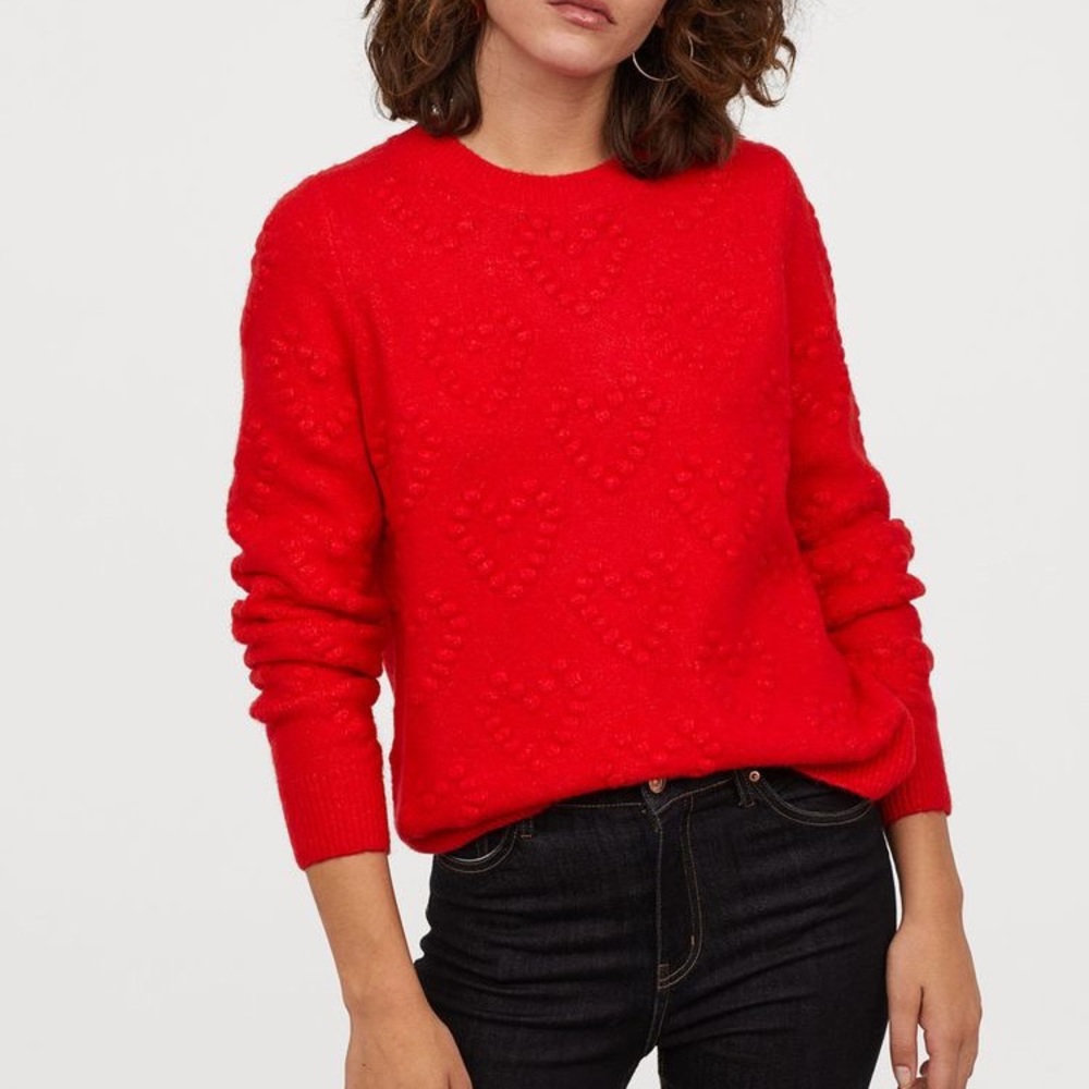 H&M pattern knit red sweater